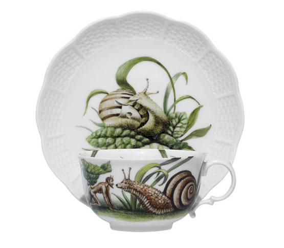 Porzellantasse | Pan mit Schnecke - Pans versunkener Garten
