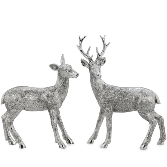 Deko-Figuren ❘ silberne Hirsch-Paar