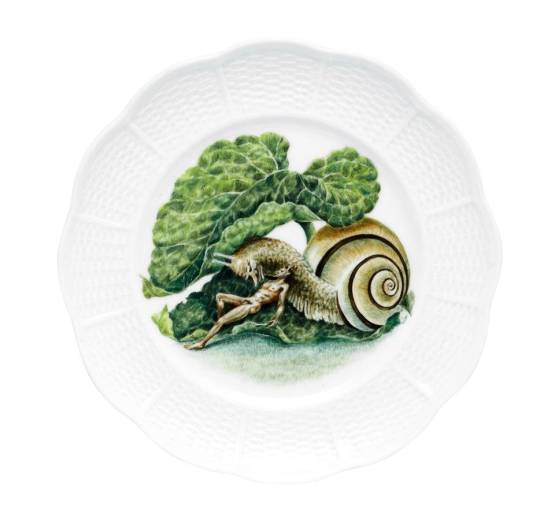 Porzellanteller | Pan mit Schnecke - Pans versunkener Garten