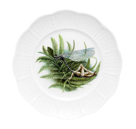 Porzellanteller | Pan mit Libelle - Pans versunkener Garten