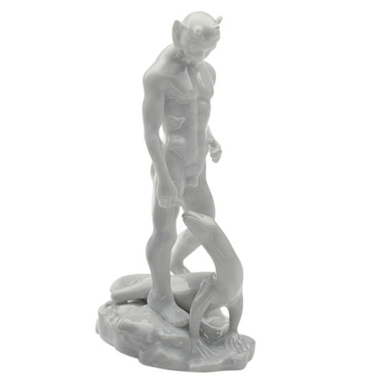 Porzellanfigur |  Pan stehend, Biskuitporzellan