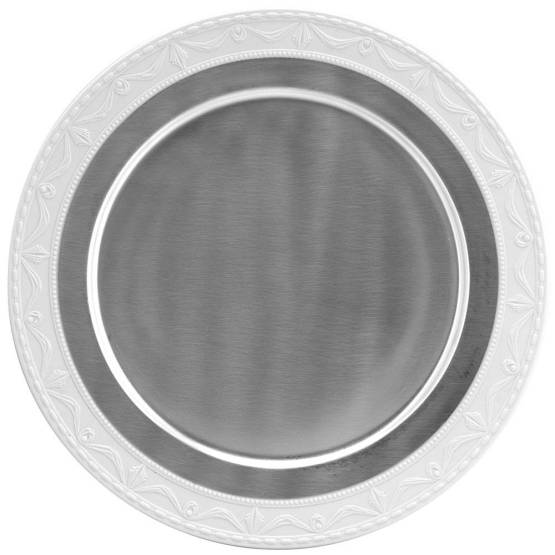 Platzteller Kurland Porzellan ❖ Pur Luxe Silber-Brillant